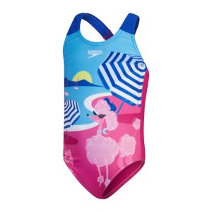 Speedo Girls Digital Printed Swimsuit - Bloominous Pink/Picton Blue