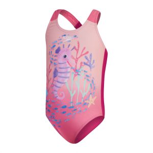 Speedo Girls Digital Printed Swimsuit - Bloominous Pink/Cupid Coral