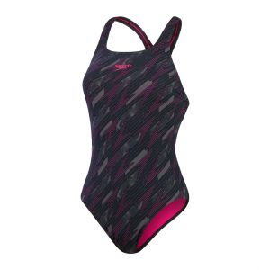 Speedo Womens HyperBoom Allover Medalist - Black/Electric Pink/USA Charcoal