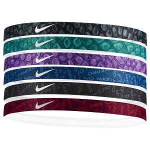 Nike Headbands 6PK Printed - Black/Geode Teal/White
