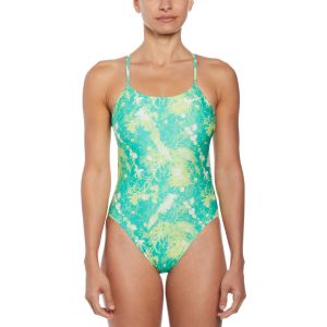 Nike Womens Hydrastrong Multi Print Cutout One Piece - Lime Glow