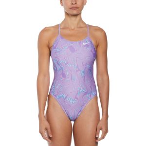 Nike Womens Hydrastrong Multi Print Lace Up Tie Back One Piece - Cobalt Bliss