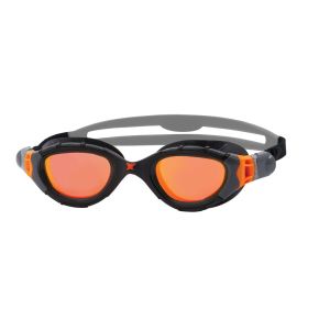 Zoggs Predator Flex Titanium Goggle - Regular Fit - Grey/Black/Mirrored Orange