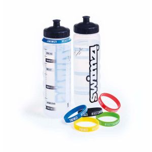 Swim Hydration 1L Bottle - Primary Colour Rings - Clear