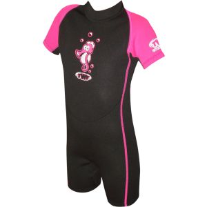 TWF Kids Seahorse 2mm Summer Shortie Wetsuit - Black/Pink