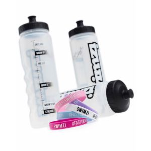 Swim Hydration 1L Bottle - Pastel Colour Rings - Clear