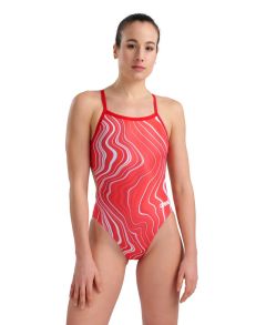 Arena Womens Challenge Back Marbled Swimsuit - Red
