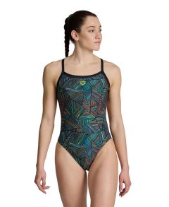 Arena Womens Overview Challenge Back Swimsuit - Black/Multi