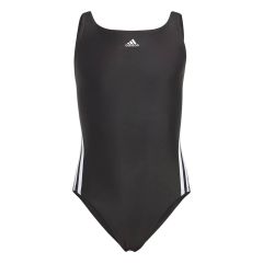 Adidas Girls 3-Stripes Swimsuit - Black/White
