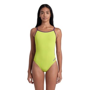 Arena Womens Solid Lace Back Swimsuit - Soft Green/Plum