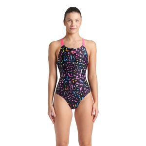 Arena Womens Mosaic Swim Pro Back Swimsuit - Black/Shocking Pink