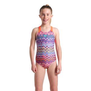 Arena Girls Ondulation Swim Pro Back Swimsuit - Multi/Violet/Bright Coral