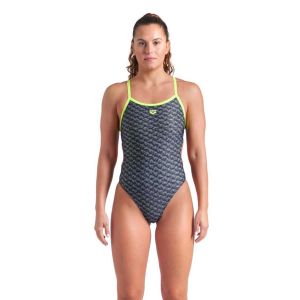 Arena Womens Monogram Challenge Back Swimsuit - Dark Sage Multi/Artic Lime