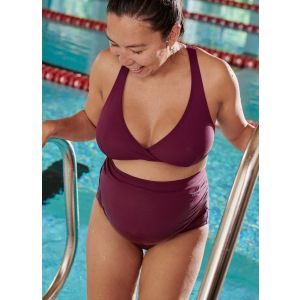 Speedo Womens Maternity High Waisted 2 Piece Swimsuit - Purple