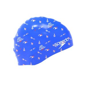 Speedo Slogan Printed Silicone Swimming Cap - Speedo Blue/Go Full Speedo Swimmers