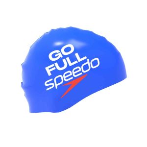 Speedo Slogan Printed Silicone Swimming Cap - Speedo Blue/Go Full Speedo
