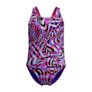 Speedo Girls Digital Allover Leaderback Swimsuit - Flare Pink