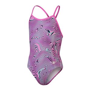 Speedo Girls Allover Digital Vback Swimsuit - Pink