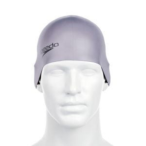 Speedo Plain Moulded Silicone Swimming Cap - Silver