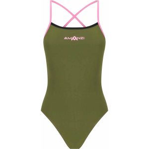 Amanzi Womens Desert Blush Tie Back One Piece - Green/Black/Pink