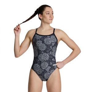 Arena Womens Hydrangea Bouquet Challenge Back Swimsuit - Black/Team Black