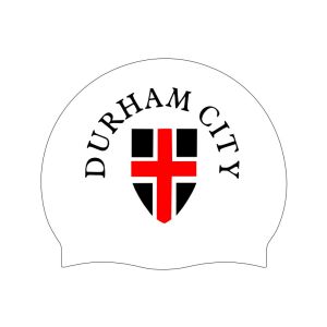 Durham City Club Logo Only Swimming Cap - White/Black/Red