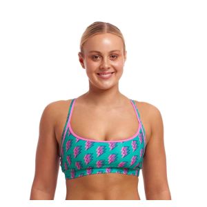 Funkita Ladies Zip Zap Sports Top - Green/Pink