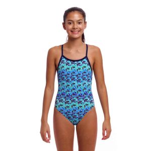 Funkita Girls Jack Stack Single Strap One Piece Swimsuit - Blue/Multi