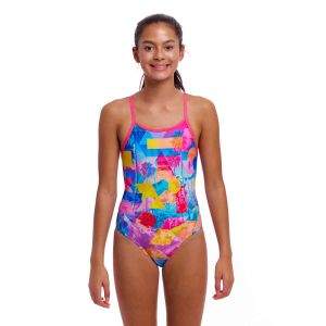 Funkita Girls Pixel Paradise Diamond Back One Piece Swimsuit - Multi