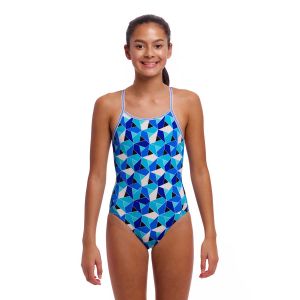 Funkita Girls Tetra Tonic Diamond Back One Piece Swimsuit - Blue/Multi