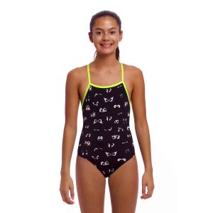 Funkita Girls Eye Spy Tie Me Tight One Piece Swimsuit - Black/White