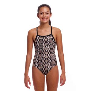 Funkita Girls Rattle Racer Tie Me Tight One Piece Swimsuit - Gold/Black