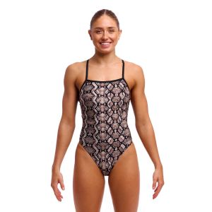 Funkita Ladies Rattle Racer Tie Me Tight One Piece Swimsuit - Gold/Black