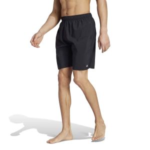 Adidas Mens Solid CLX Classic-Length Swim Shorts - Black/Lucid Lemon