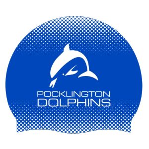 Pocklington 3pk Club Logo Only Swimming Cap - Blue/White