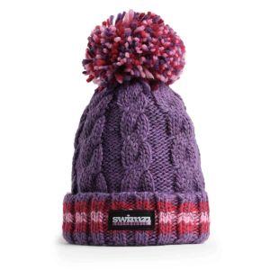 Swimzi Berries Cable Reflective Super Bobble Hat - Purple