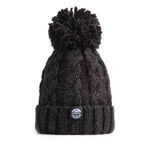 Swimzi Jet Black Cable Knit Super Bobble Hat - Black