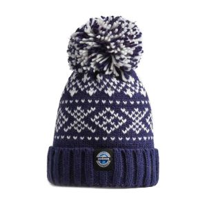 Swimzi Navy Nordic Knit Super Bobble Hat - Blue