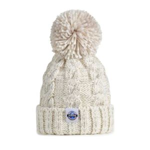 Swimzi Oatmeal Cable Knit Super Bobble Hat - Brown