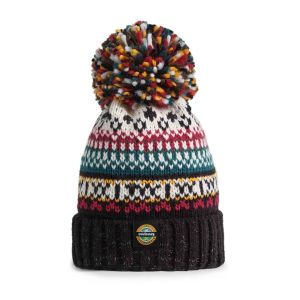Swimzi Jet Black Traditional Nordic Knit Super Bobble Hat - Multi