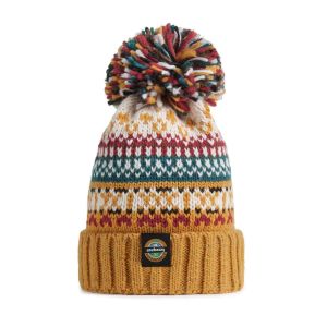 Swimzi Mustard Traditional Nordic Knit Super Bobble Hat - Multi