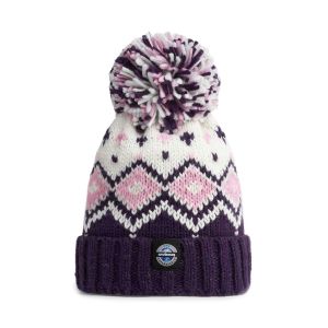 Swimzi Navy Pink Tyrol Nordic Knit Reflective Super Bobble Hat - Multi