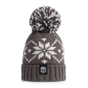 Swimzi Slate Flora Nordic Knit Reflective Super Bobble Hat - Grey