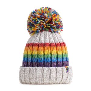 Swimzi White Rainbow Reflective Super Bobble Hat - Multi