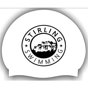 Stirling White Club Logo Only Swimming Cap - White/Black