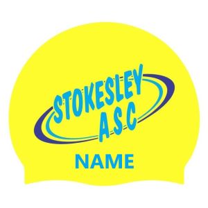Stokesley Yellow 3pk Club Logo + Name Swimming Cap - Yellow/Blue