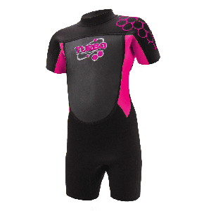 TWF Kids Turbo 2.5mm Shortie Wetsuit - Black/Pink