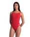 Arena Womens Solid Lace Back Swimsuit - Red