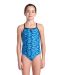 Arena Girls Pool Tiles Light Drop Back Swimsuit - Blue/Multi