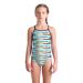 Arena Girls Racing Stripe Lightdrop Back Swimsuit - Multi Black